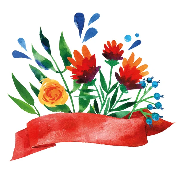 Vacker blommig hälsning Card. Bright illustration, inbjudningskort — Stock vektor