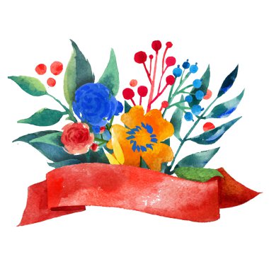 Güzel çiçek tebrik kartı Bright illüstrasyon davetiye düğün, doğum günü ve tatil ve sevimli yaz için arka plan şerit dekoratif illüstrasyon