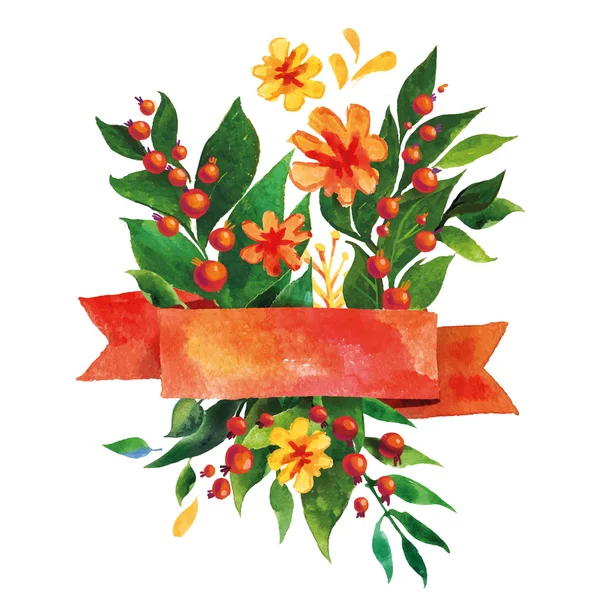 Vacker blommig hälsning Card. Bright illustration, inbjudningskort — Stock vektor