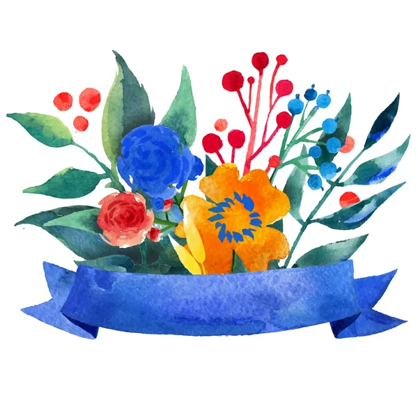 Bellissimo biglietto di auguri floreale Luminoso biglietto d'invito illustrazione per matrimonio, compleanno e vacanza e sfondo estivo carino — Vettoriale Stock