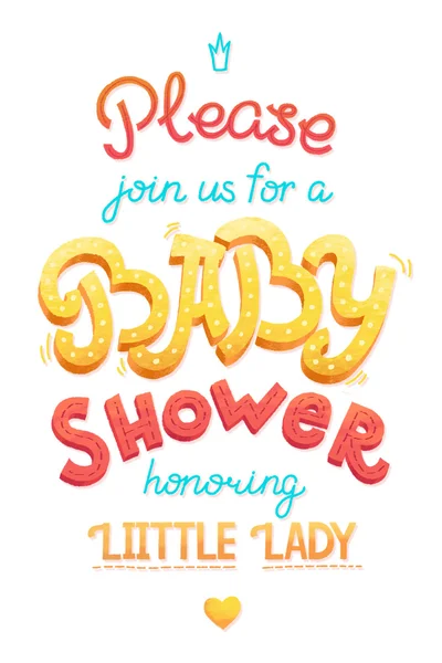 Baby shower kaart uitnodiging. Typografie wenskaart weinig baby meisje. — Stockfoto