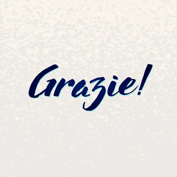 Danke italienischer Schriftzug handgemachte Vektorkalligrafie. einfache stilvolle Textdesign-Vorlage auf hellem Hintergrund, Vektorillustration — Stockvektor