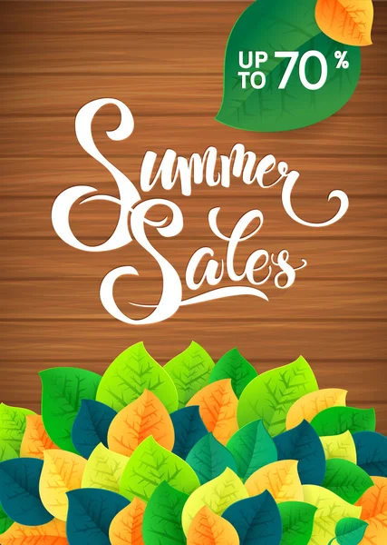 Summer sale leaves promotoin poster. Card template — Stock Vector