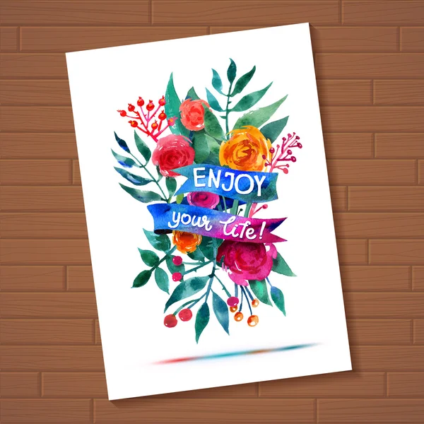 Typographic Bella cartolina di auguri floreale Luminoso biglietto di invito illustrazione per matrimonio, compleanno e vacanza e carino sfondo estivo Festa della mamma saluto floreale — Vettoriale Stock