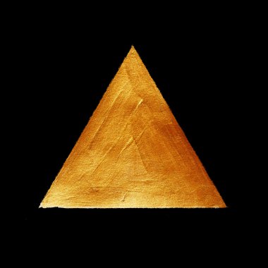 Altın üçgen suluboya doku boya leke soyut resim. Fırça konturu şekli size şaşırtıcı tasarım projesi için parlayan