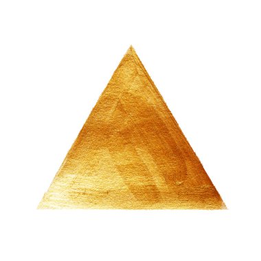 Altın üçgen suluboya doku boya leke soyut resim. Fırça konturu şekli size şaşırtıcı tasarım projesi için parlayan