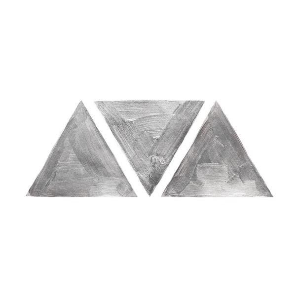 Srebrny trójkąt akwarela tekstury farba ilustracja streszczenie plama. Świecące kształt obrysu pędzla na Ciebie niesamowite projekt — Zdjęcie stockowe