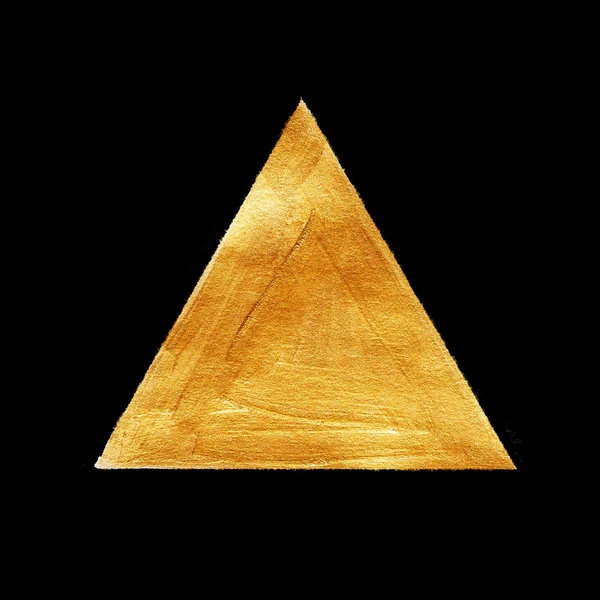 Aur triunghi acuarelă textură vopsea pată abstract ilustrație. Strălucitoare perie accident vascular cerebral forma pentru tine uimitor proiect de design — Fotografie, imagine de stoc