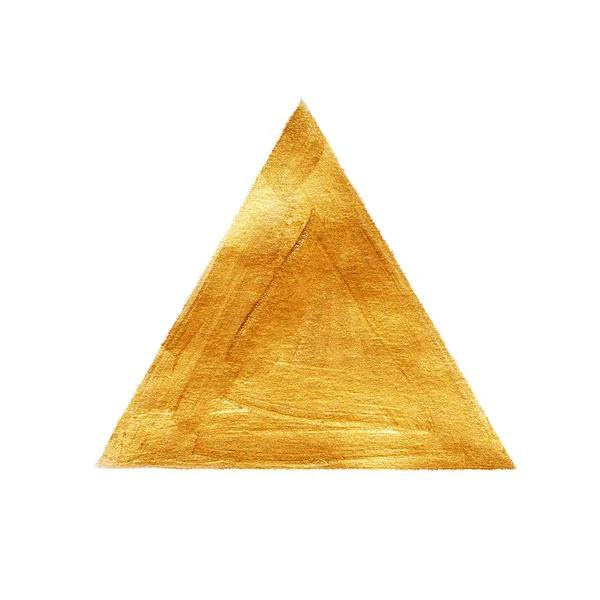 Triangolo Oro Acquerello Texture Vernice Colorazione Astratto Illustrazione. Brillante pennello tratto forma per voi sorprendente progetto di progettazione — Foto Stock
