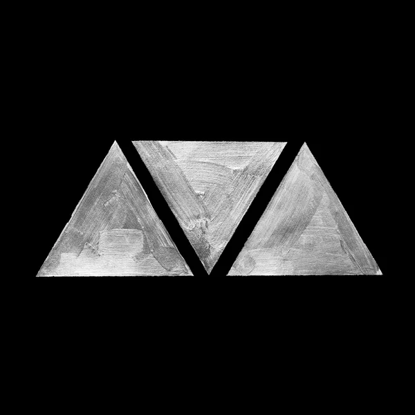 Gümüş üçgen suluboya doku boya leke soyut resim. Fırça konturu şekli senin için şaşırtıcı tasarım projesi parlayan — Stok fotoğraf