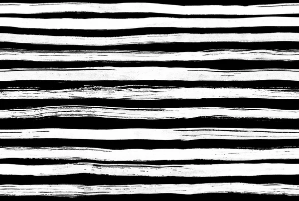 Чорно-біле чорнило абстрактні горизонтальні смуги безшовного фону. Рука намальована лініями. Чорнильна ілюстрація. Простий смугастий фон . — стокове фото