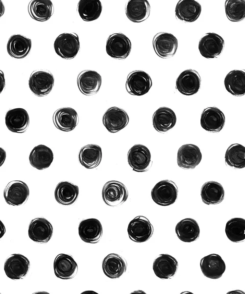 Preto e branco Polka Dot padrão sem costura pintura mancha ilustração abstrata. Forma brilhante do curso da escova para você projeto — Fotografia de Stock