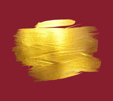 Gold watercolor texture paint stain abstract illustration red background. Shining brush stroke for you amazing Merry Christmas and Happy New Year design project