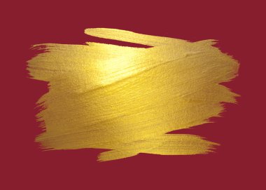 Gold watercolor texture paint stain abstract illustration red background. Shining brush stroke for you amazing Merry Christmas and Happy New Year design project