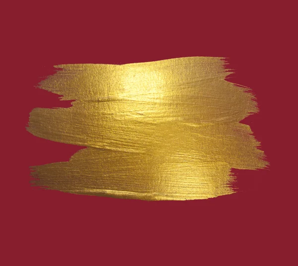 Gold watercolor texture paint stain abstract illustration red background. Shining brush stroke for you amazing Merry Christmas and Happy New Year design project — 스톡 사진