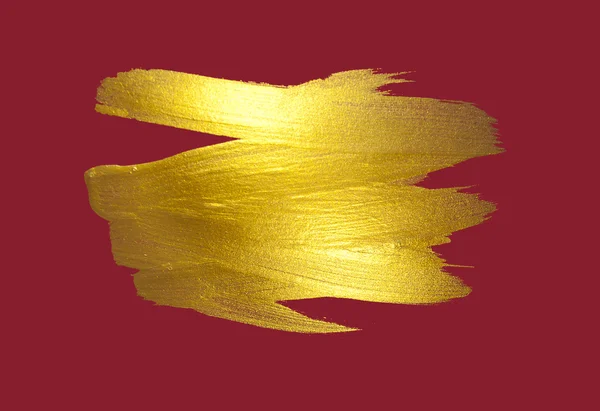 Gold Aquarell Textur Farbe Fleck abstrakte Illustration roter Hintergrund. glänzende Pinselstrich für Sie erstaunliche frohe Weihnachten und ein glückliches neues Jahr Design-Projekt — Stockfoto