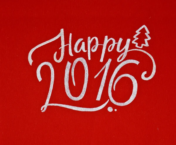 2016 Bonne année Carte de voeux Silver Inscription sur fond rouge — Photo