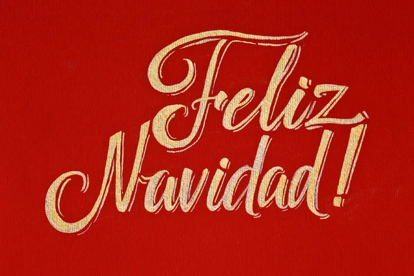 Feliz Navidad Español Feliz Navidad Rojo y Oro Tarjeta de felicitación caligráfica — Foto de Stock