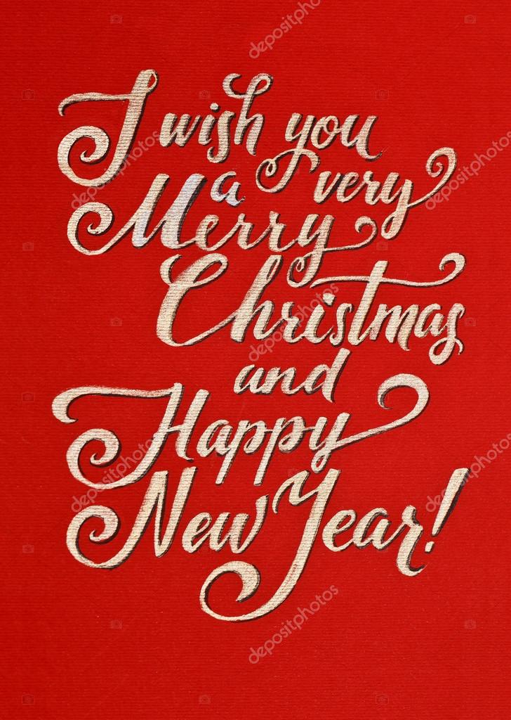 Merry Christmas Red and Gold Calligraphic Greeting Card — Stock Photo
