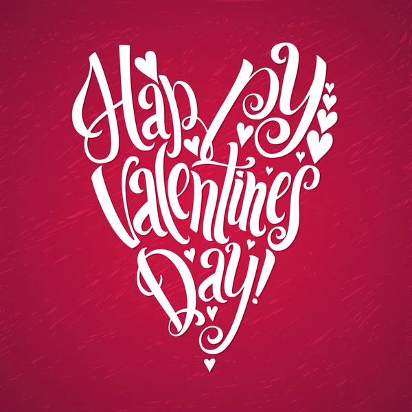 Happy Valentines Day belettering achtergrond hart vorm witte achtergrond — Stockvector