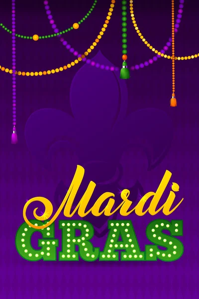 Mardi Gras Party Poster.Calligraphy and Typography Card. Beads T — Stock Vector