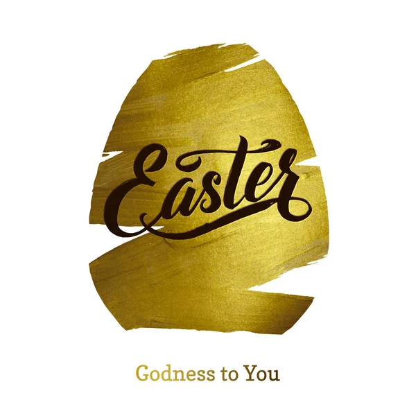 Feuille d'or Joyeuse carte de vœux de Pâques . — Image vectorielle