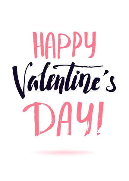 Happy Valentines Day. Kalligrafie, belettering, zwart en roze woorden — Stockvector