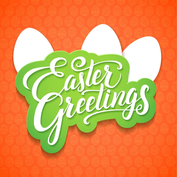 Easter Greetings Typographical Background with White Eggs — Stock Vector
