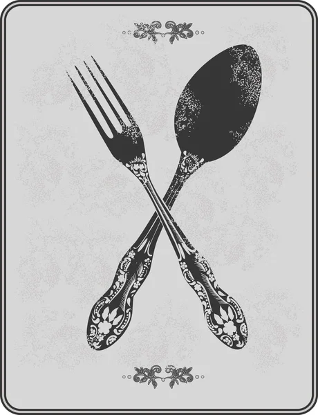 Menu vintage, cuillère et fourchette. Illustration vectorielle . — Image vectorielle