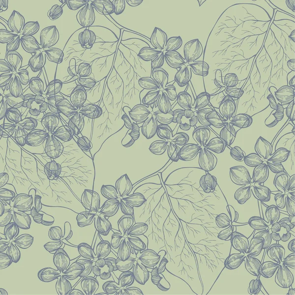 Papel de parede sem costura com um ramo de flores lilás. Vetor illus —  Vetores de Stock