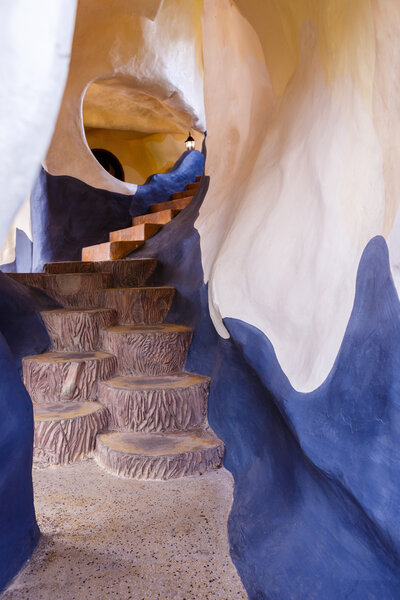 Climbing stairs in the  Crazy House