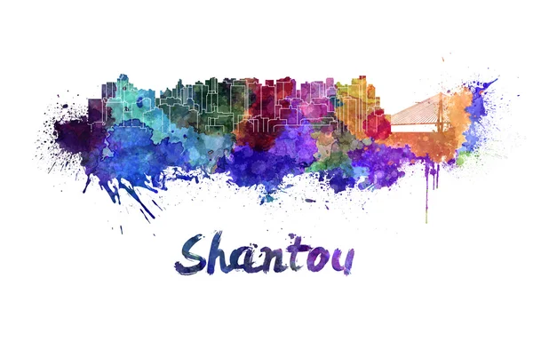 Shantou skyline em aquarela — Fotografia de Stock