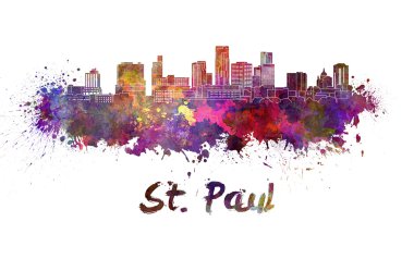 Saint Paul skyline in watercolor clipart