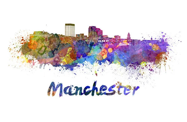 Manchester NH skyline en aquarelle — Photo