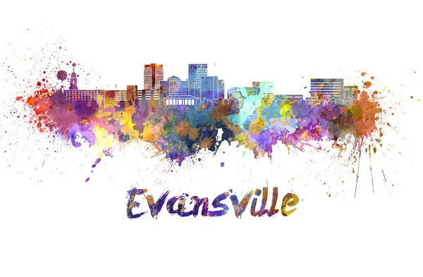 Evansville skyline em aquarela — Fotografia de Stock