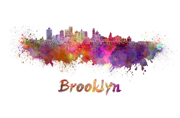 水彩画的布鲁克林天际线 — 图库照片