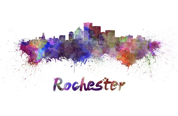 Linha do horizonte de Rochester MN em aquarela — Fotografia de Stock