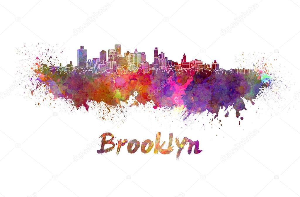 Brooklyn skyline in watercolor