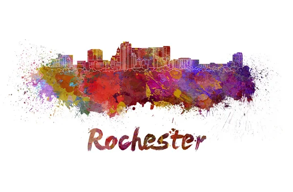 Rochester mn skyline in aquarell — Stockfoto