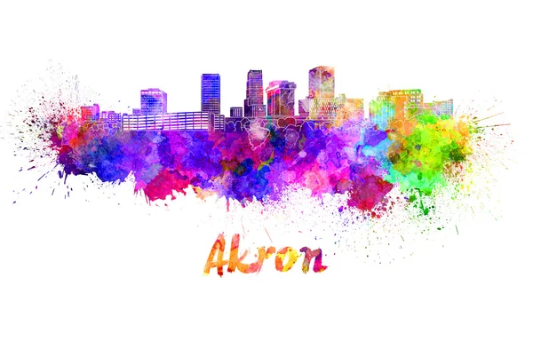 Akron OH skyline em aquarela — Fotografia de Stock