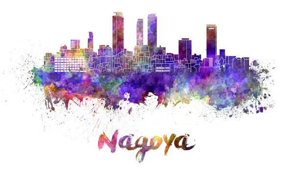 Skyline de Nagoya en acuarela — Foto de Stock