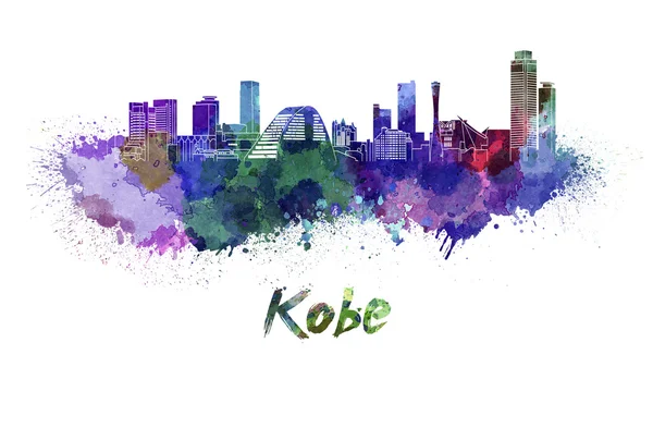 Kobe skyline in aquarel — Stockfoto