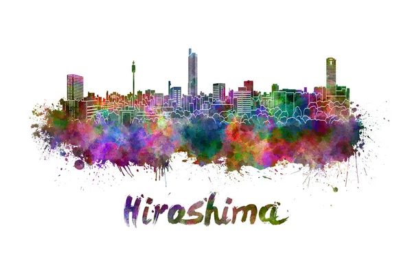 Skyline di Hiroshima in acquerello — Foto Stock