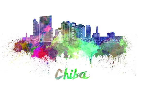 Chiba skyline em aquarela — Fotografia de Stock