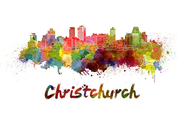 Horizonte Christchurch em aquarela — Fotografia de Stock