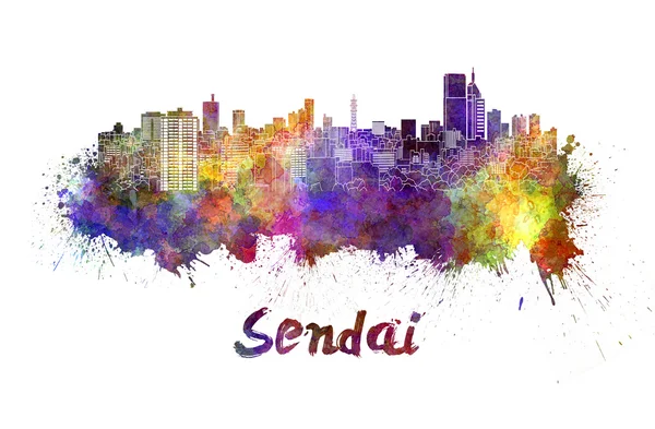 Sendai skyline in watercolor — Stock Photo, Image