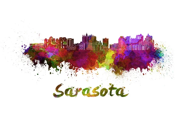 Sarasota Skyline in Aquarell — Stockfoto