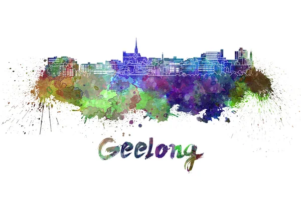 De skyline van de Geelong in aquarel — Stockfoto