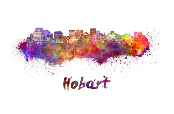 Hobart silhuett i akvarell — Stockfoto
