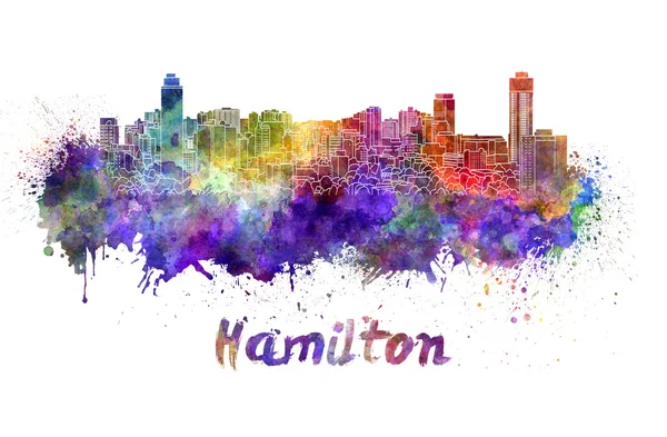 Hamilton skyline em aquarela — Fotografia de Stock